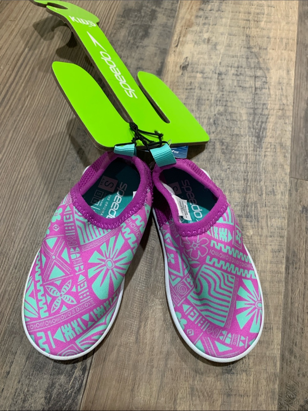 Speedo Kids Pink & Teal Patterned Slip-On Water Shoes